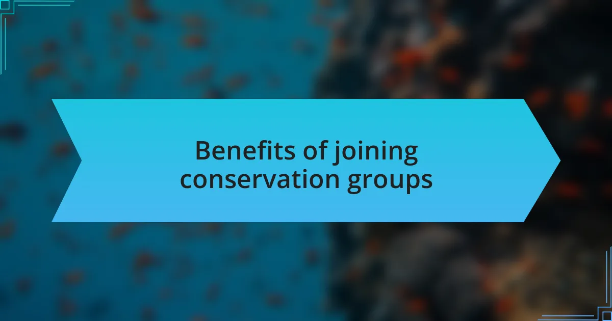 Benefits of joining conservation groups