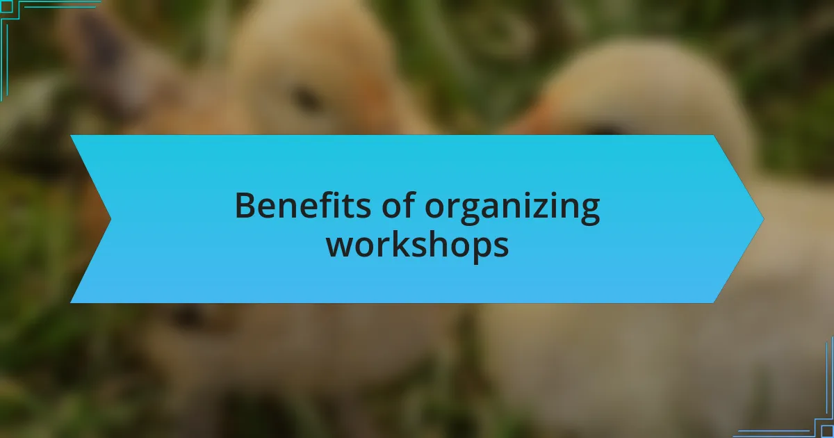 Benefits of organizing workshops