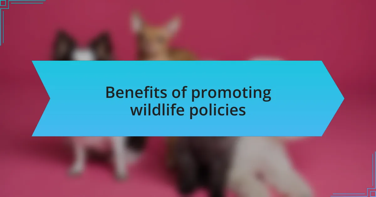 Benefits of promoting wildlife policies