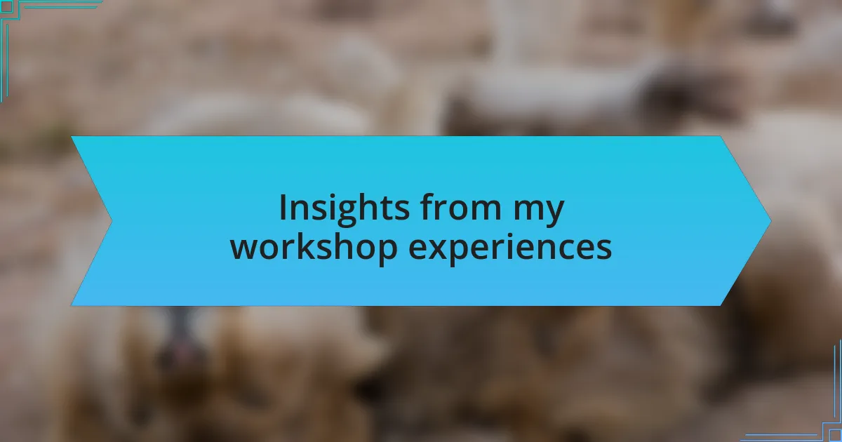 Insights from my workshop experiences