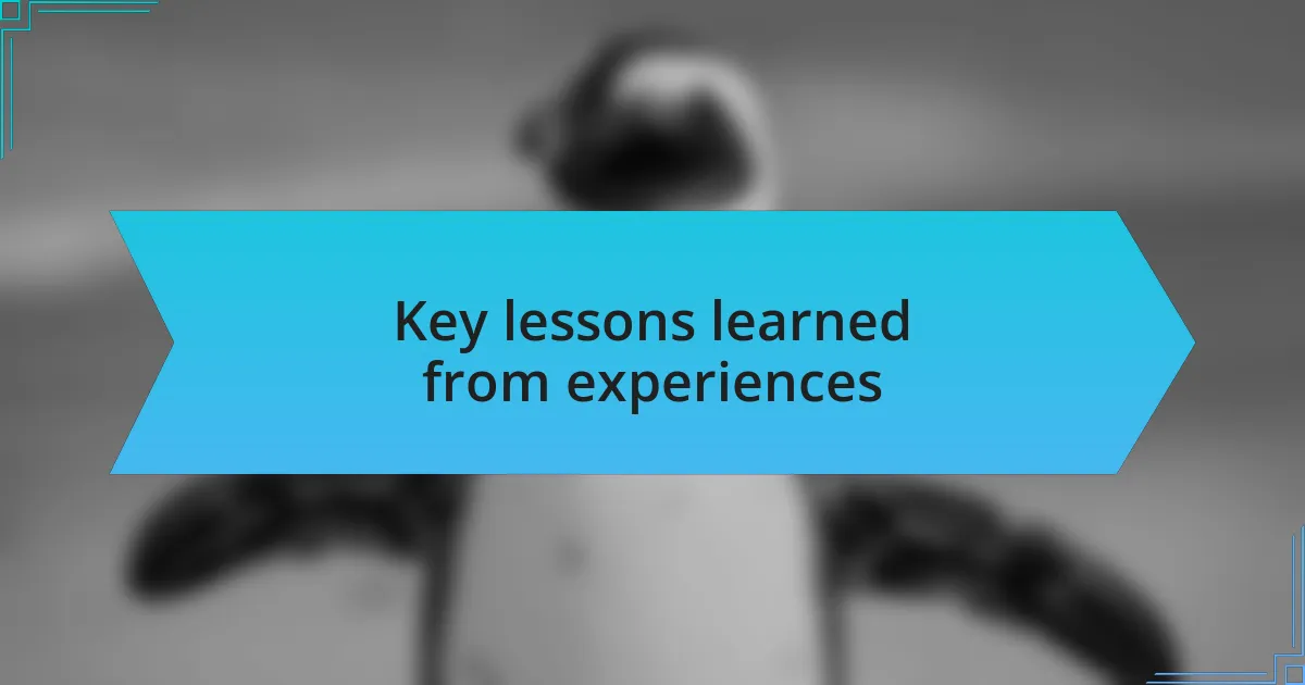 Key lessons learned from experiences
