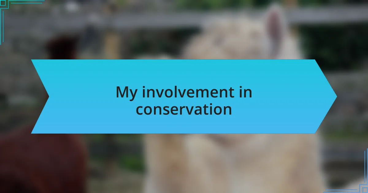 My involvement in conservation