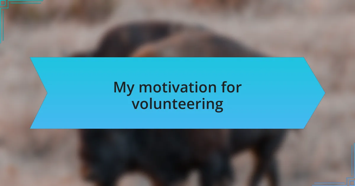 My motivation for volunteering