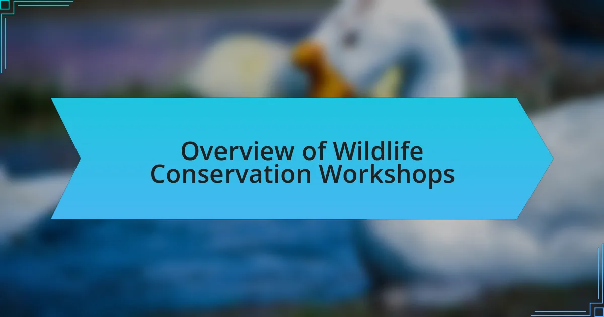 Overview of Wildlife Conservation Workshops
