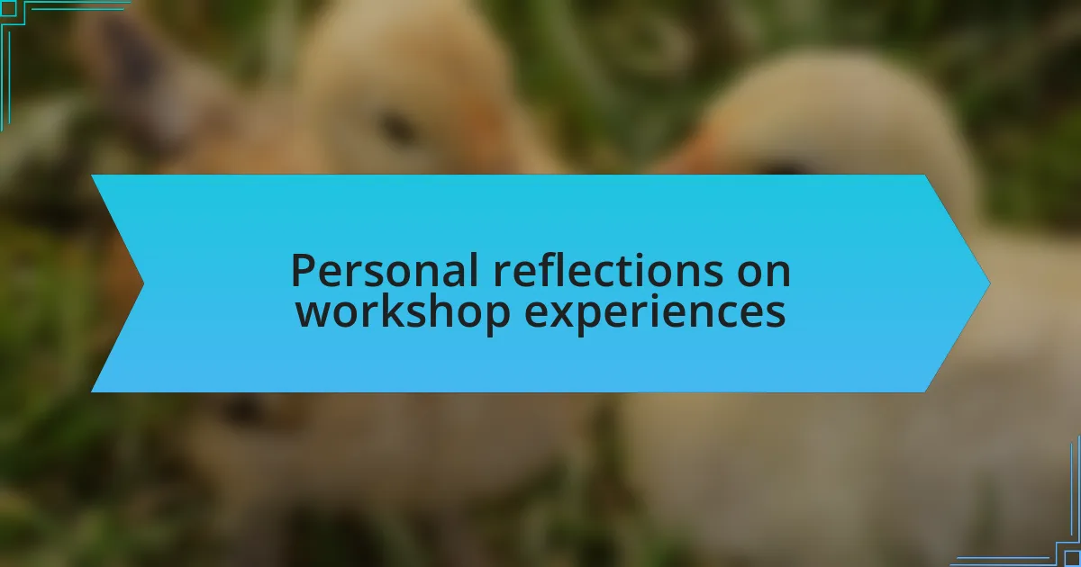 Personal reflections on workshop experiences