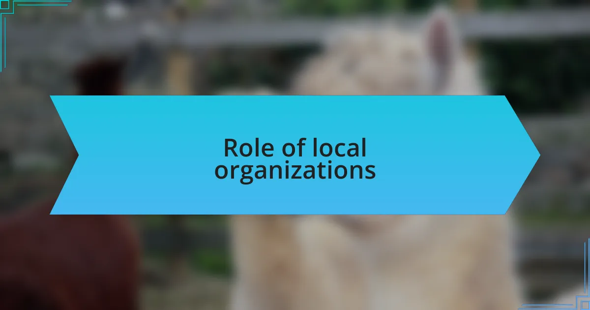 Role of local organizations