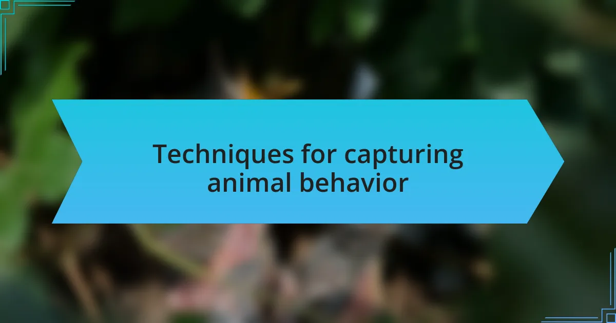 Techniques for capturing animal behavior