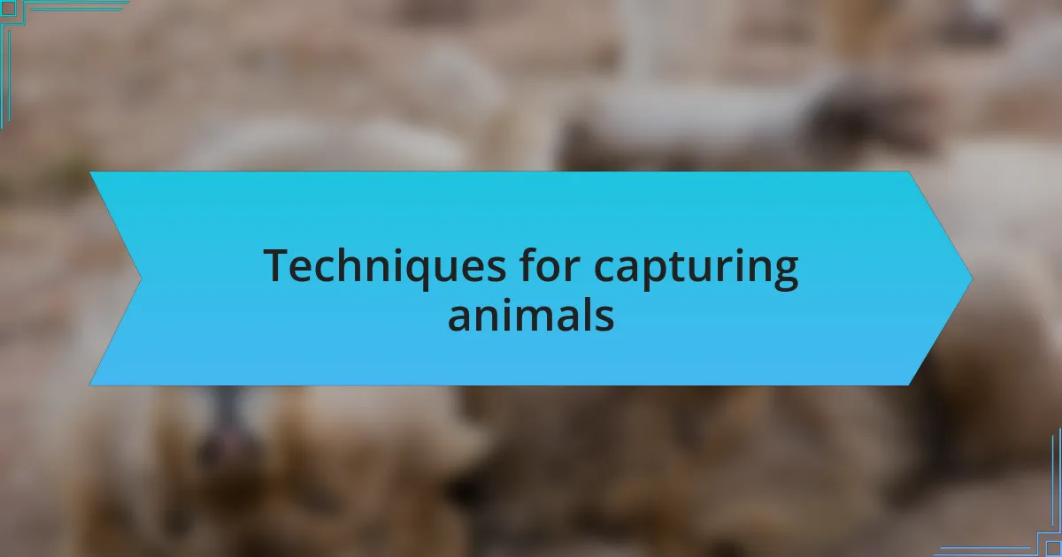 Techniques for capturing animals