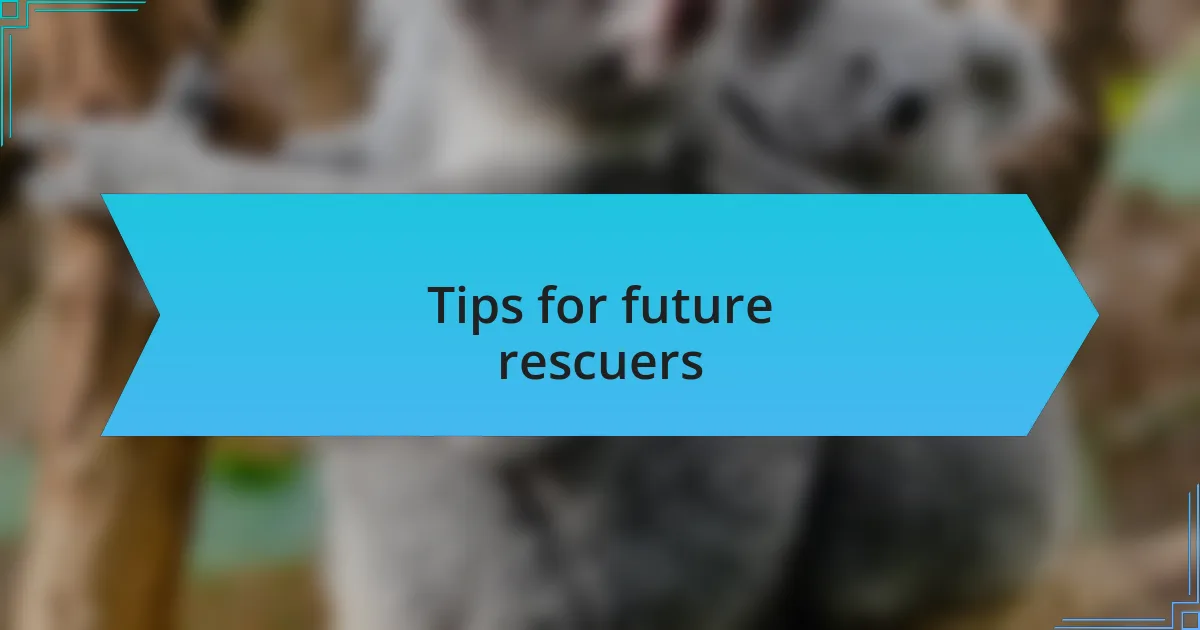 Tips for future rescuers