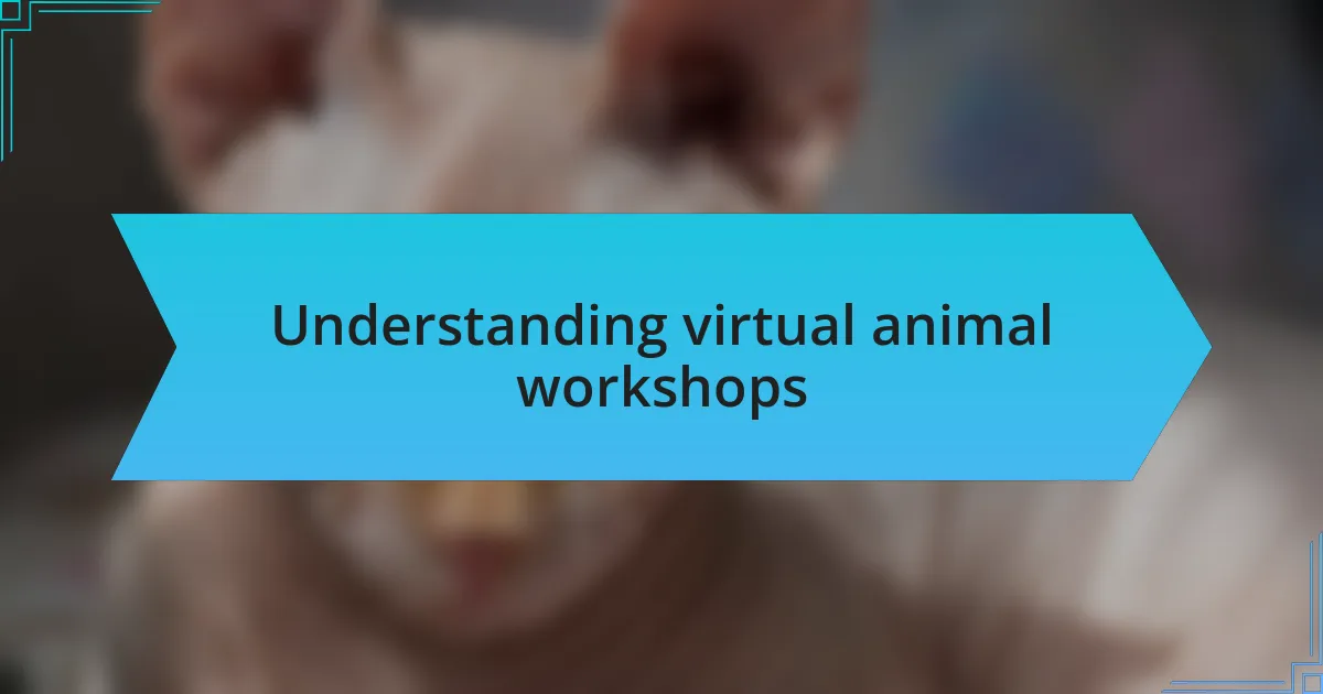 Understanding virtual animal workshops