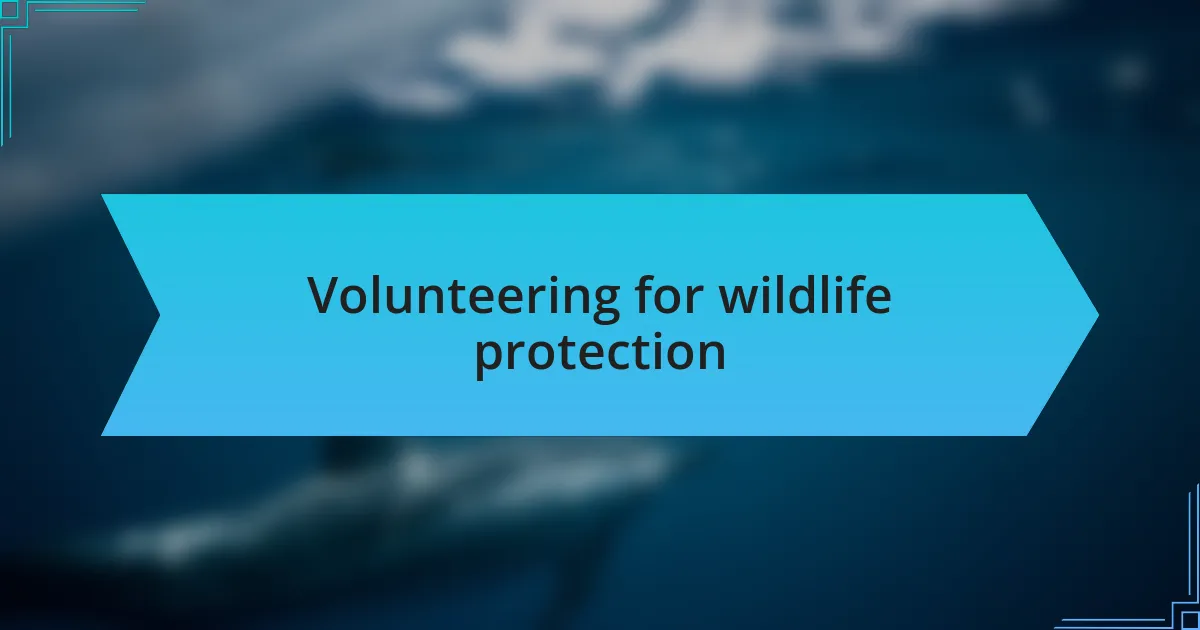 Volunteering for wildlife protection